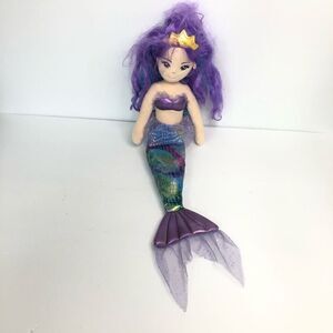 aurora sea sparkles 18 inch rainbow violet purple blue hair mermaid plush doll